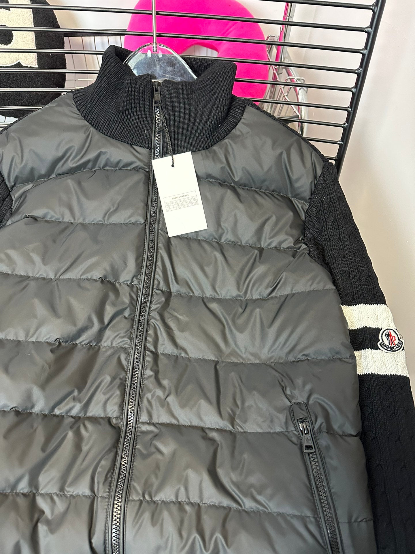 MONCLER Knit-Panel Down Jacket | HMY37# | Premium Goose Down | Black / Grey | Size 1–4