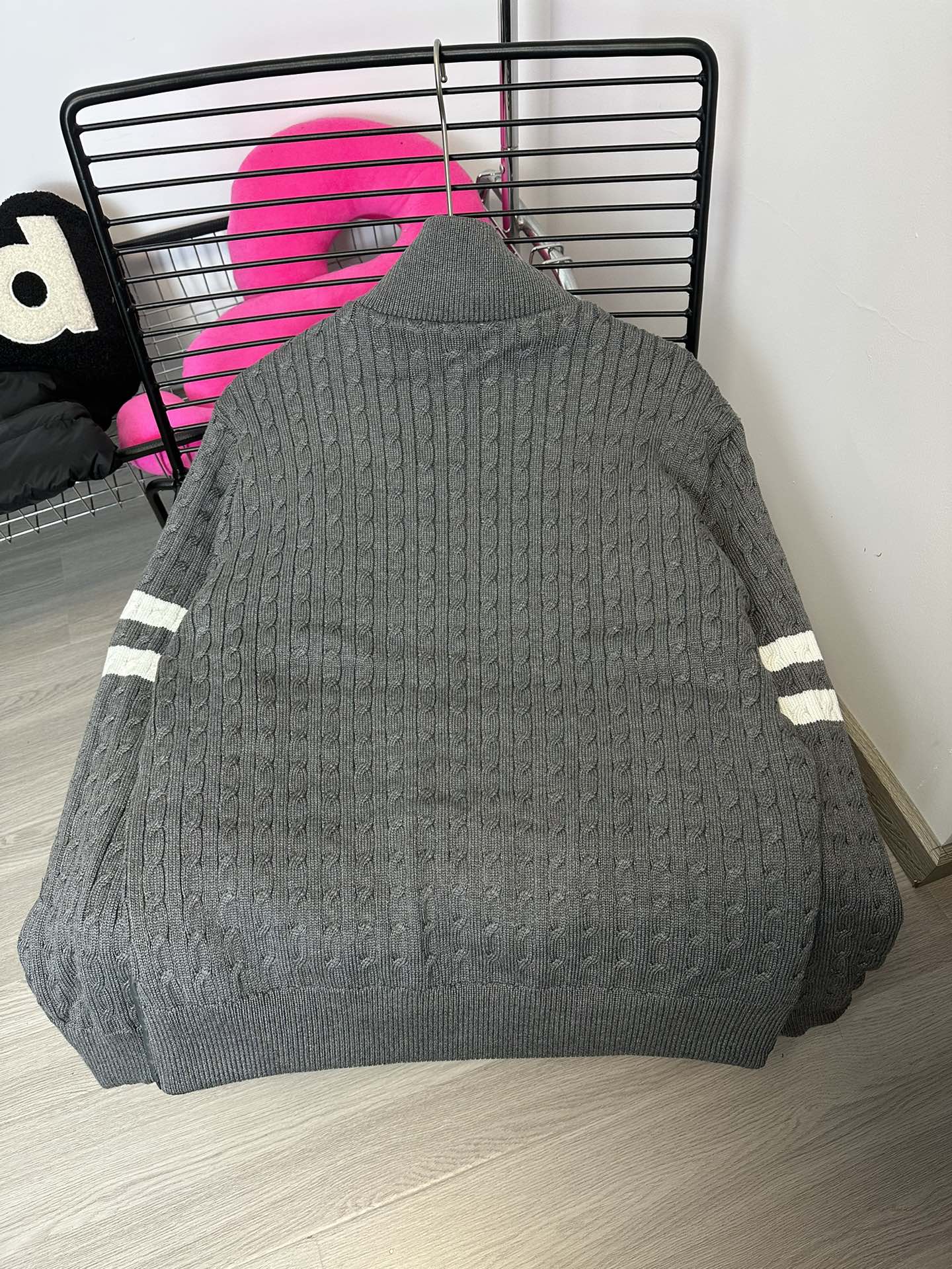 MONCLER Knit-Panel Stand Collar Down Jacket | HMY37# | Black / Grey | Size 1–4