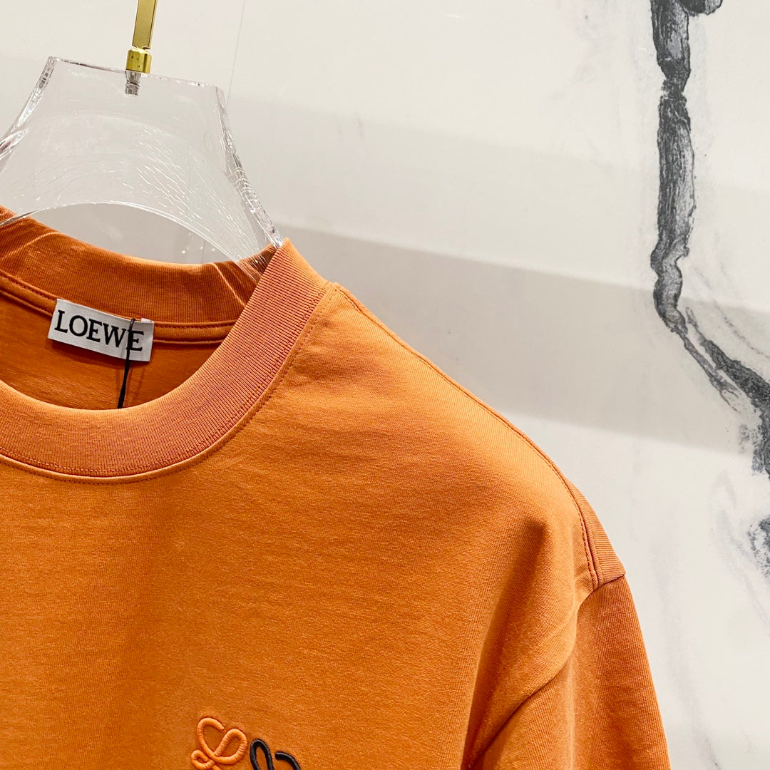 LOEWE 320g Contrast Embroidered Logo Crewneck T-Shirt | S–XL