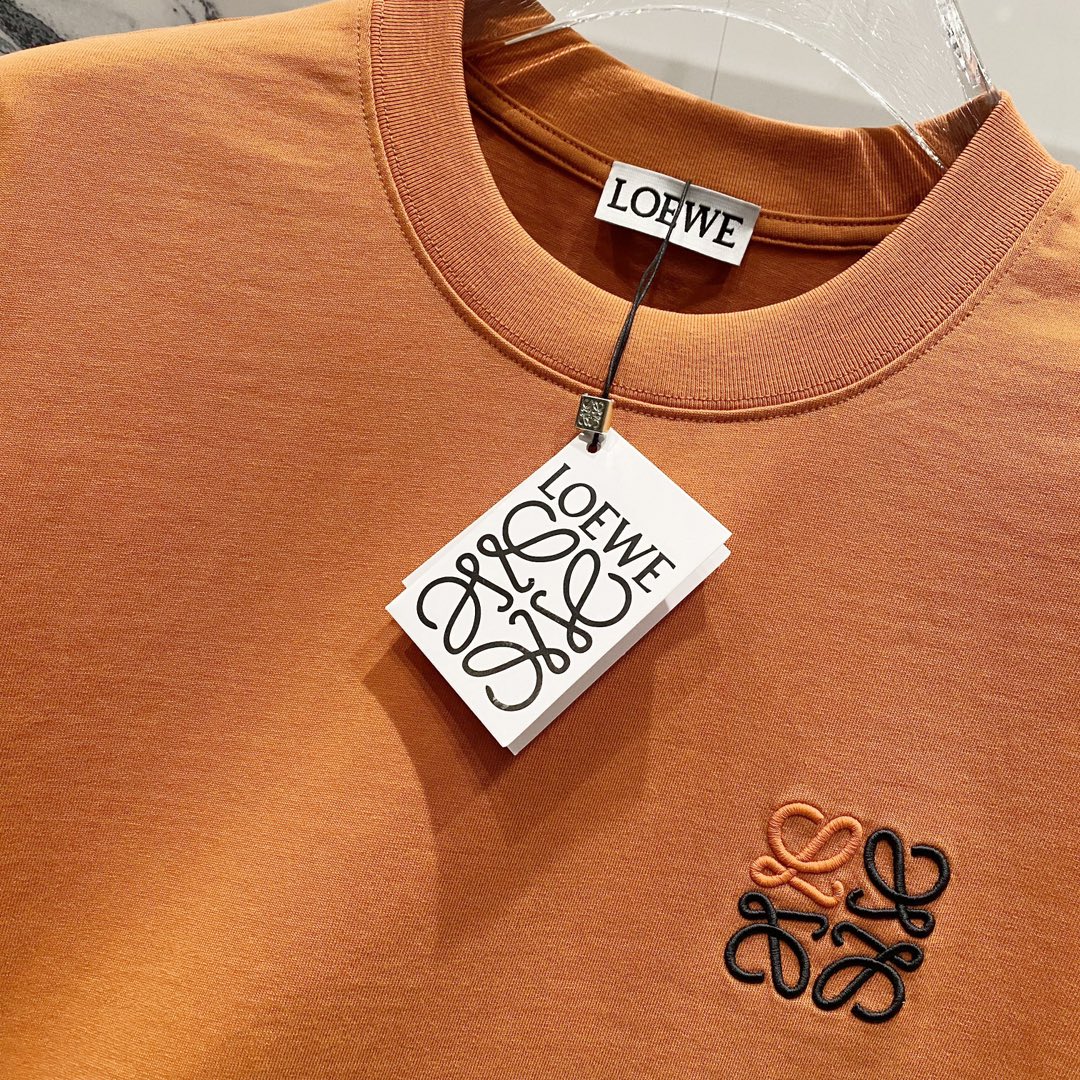 LOEWE 320g Contrast Embroidered Logo Crewneck T-Shirt | S–XL