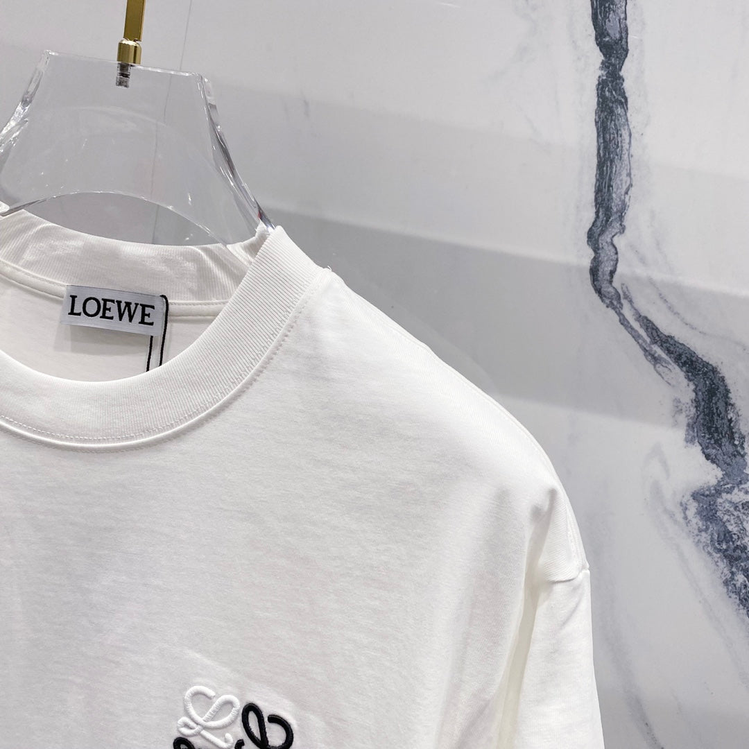LOEWE 320g Contrast Embroidered Logo Crewneck T-Shirt | S–XL