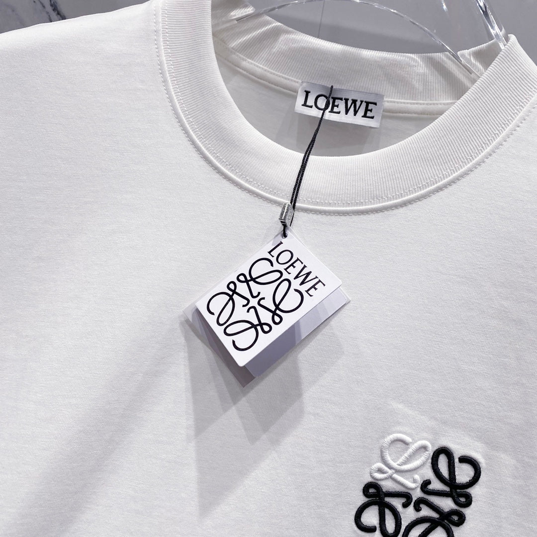 LOEWE 320g Contrast Embroidered Logo Crewneck T-Shirt | S–XL