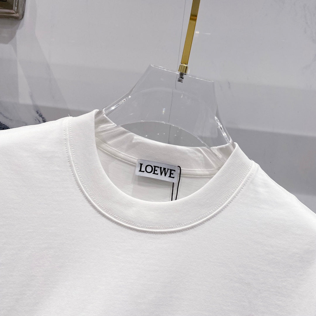 LOEWE 320g Contrast Embroidered Logo Crewneck T-Shirt | S–XL
