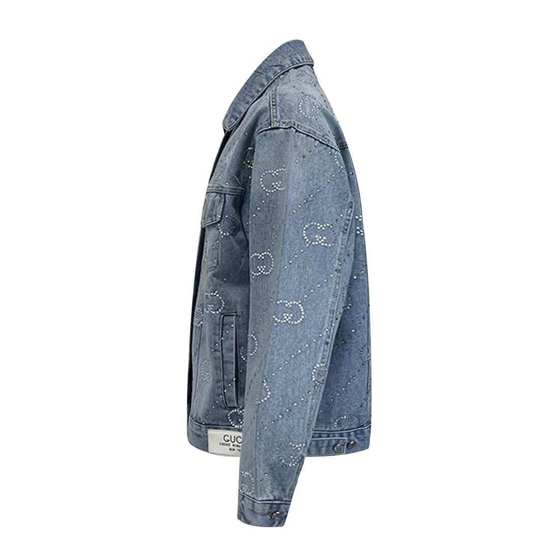 GUCCI 24SS Crystal Double G Denim Jacket | Unisex
