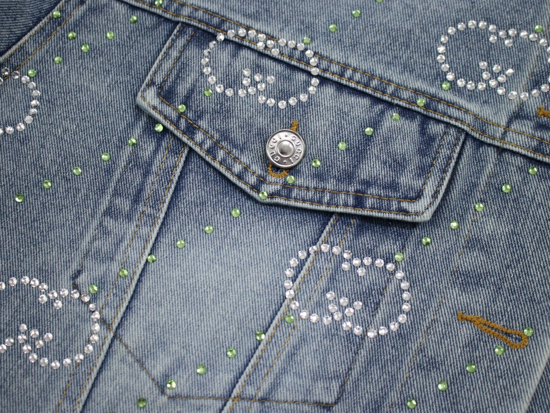 GUCCI 24SS Crystal Double G Denim Jacket | Unisex
