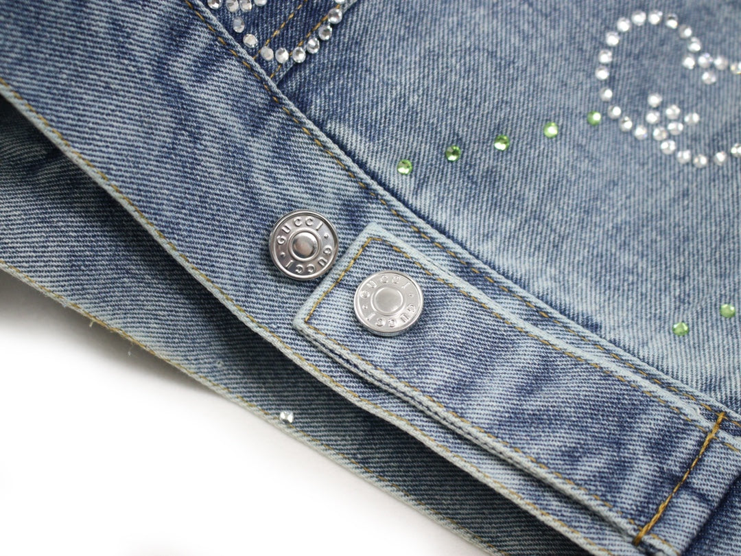 GUCCI 24SS Crystal Double G Denim Jacket | Unisex