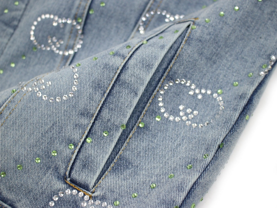 GUCCI 24SS Crystal Double G Denim Jacket | Unisex