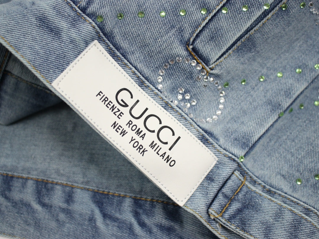 GUCCI 24SS Crystal Double G Denim Jacket | Unisex