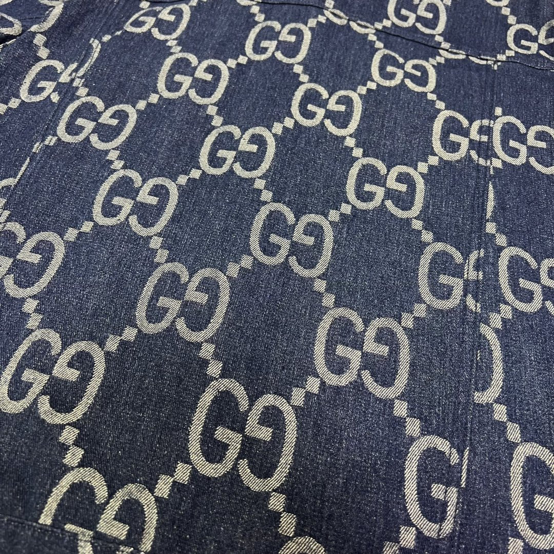 GUCCI Double G Monogram Jacquard Denim Jacket | Unisex Oversized Fit