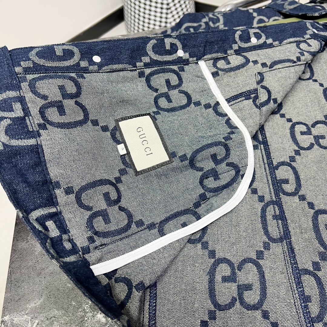 GUCCI Double G Monogram Jacquard Denim Jacket | Unisex Oversized Fit
