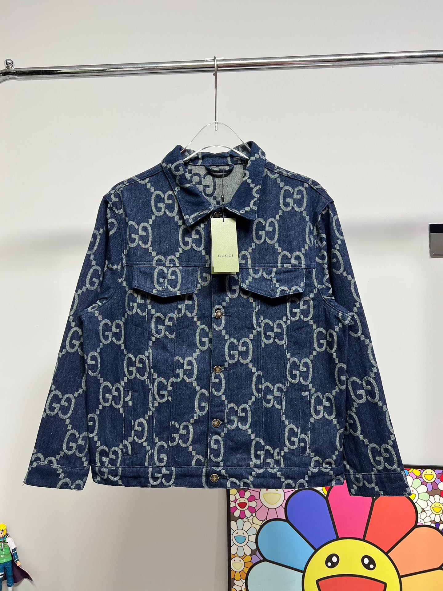 GUCCI Double G Monogram Jacquard Denim Jacket | Unisex Oversized Fit