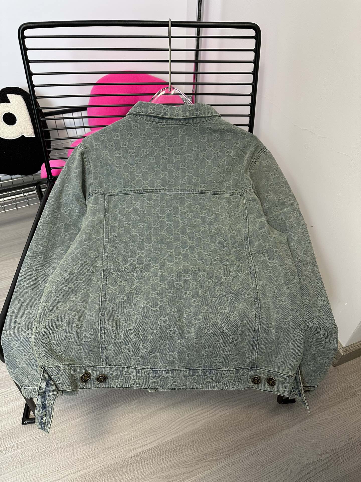 GUCCI Monogram Washed Jacquard Denim Jacket | Unisex Oversized Fit
