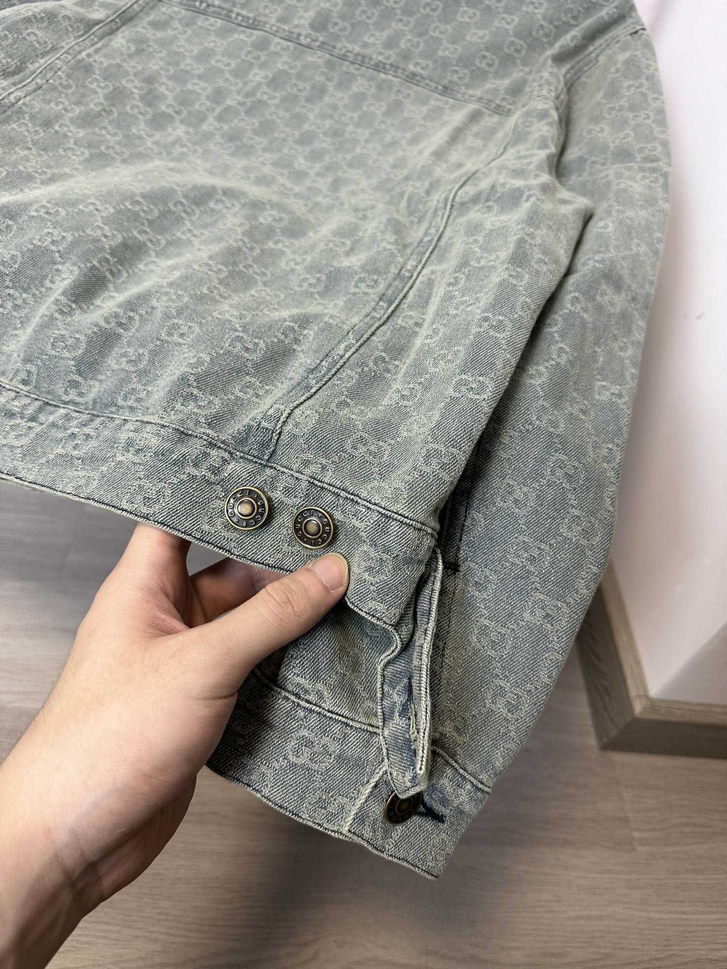 GUCCI Monogram Washed Jacquard Denim Jacket | Unisex Oversized Fit