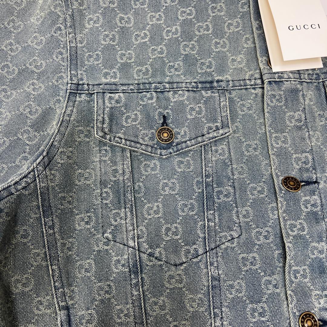 GUCCI Washed Monogram Jacquard Denim Jacket | Unisex Oversized Fit