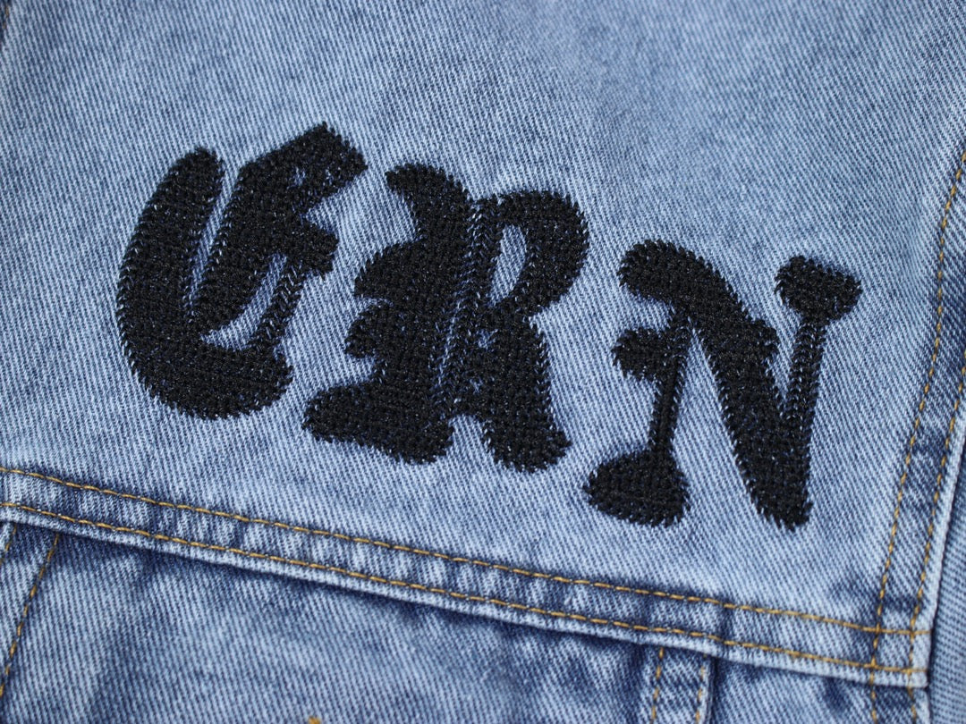 GUCCI 2024SS Floral Embroidered Logo Denim Jacket | Unisex Couples Edition