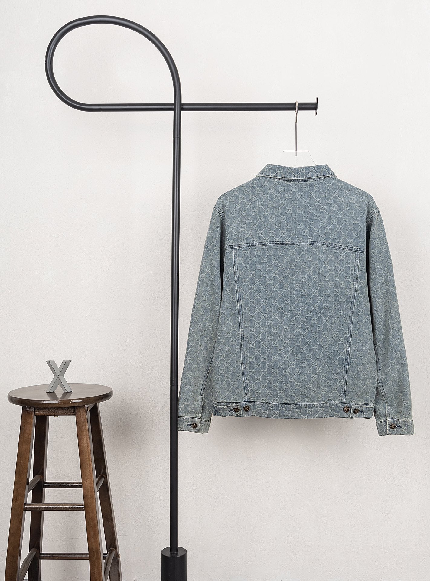 GUCCI All-Over Monogram Jacquard Washed Denim Jacket | Unisex Oversized Fit