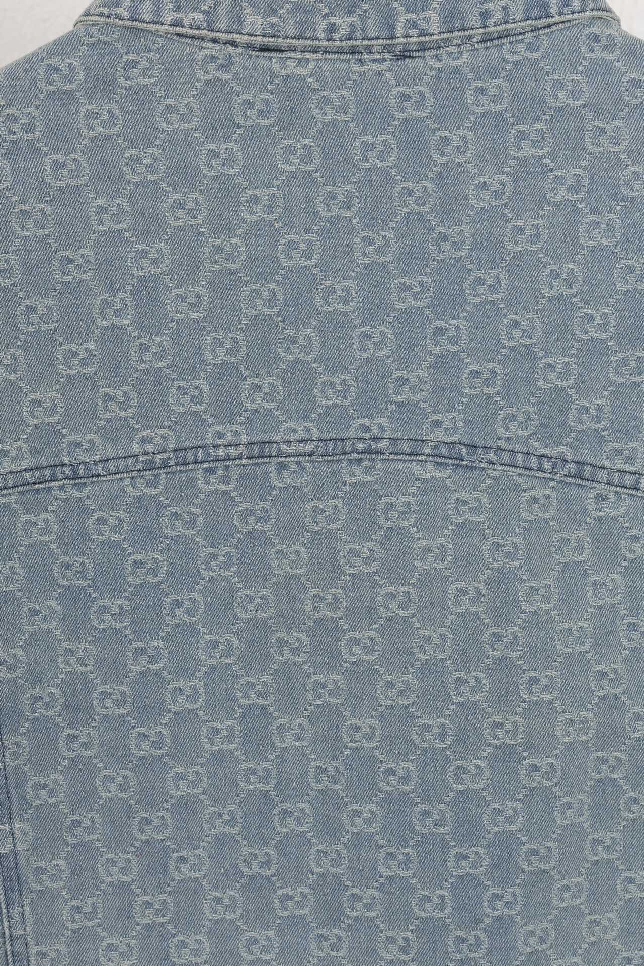 GUCCI All-Over Monogram Jacquard Washed Denim Jacket | Unisex Oversized Fit