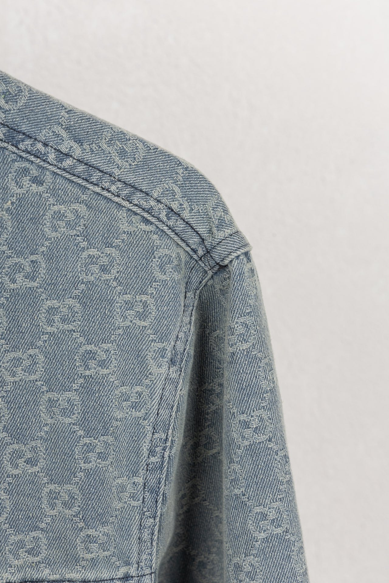 GUCCI All-Over Monogram Jacquard Washed Denim Jacket | Unisex Oversized Fit