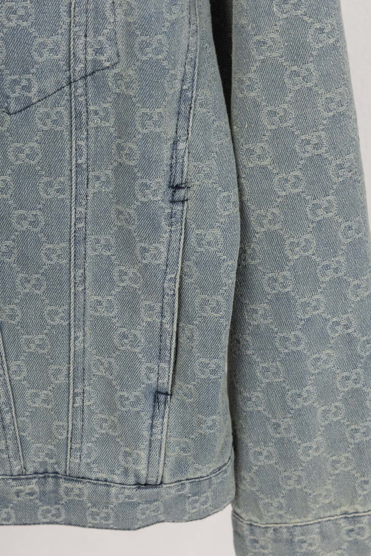 GUCCI All-Over Monogram Jacquard Washed Denim Jacket | Unisex Oversized Fit