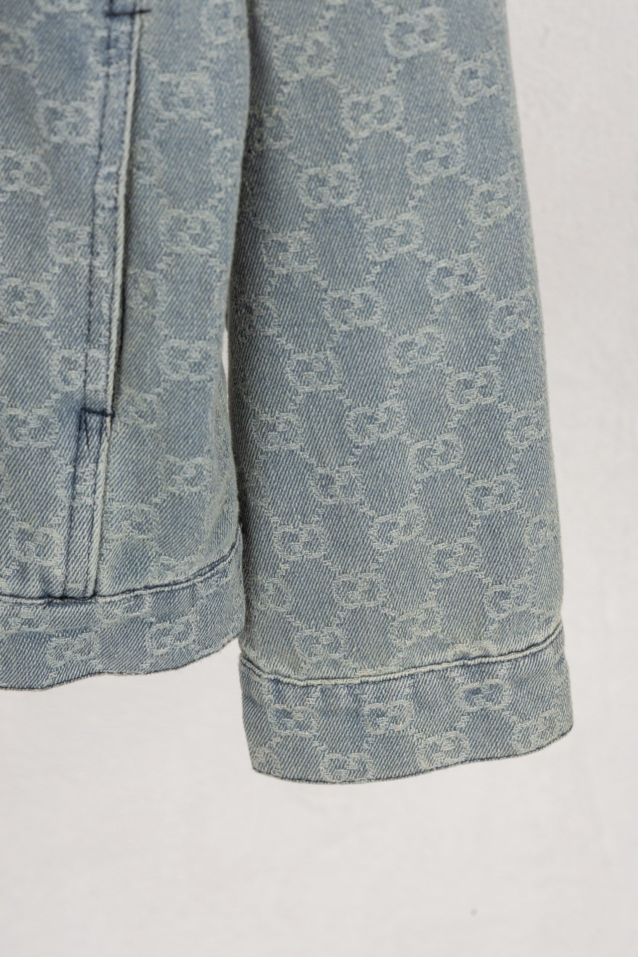 GUCCI All-Over Monogram Jacquard Washed Denim Jacket | Unisex Oversized Fit