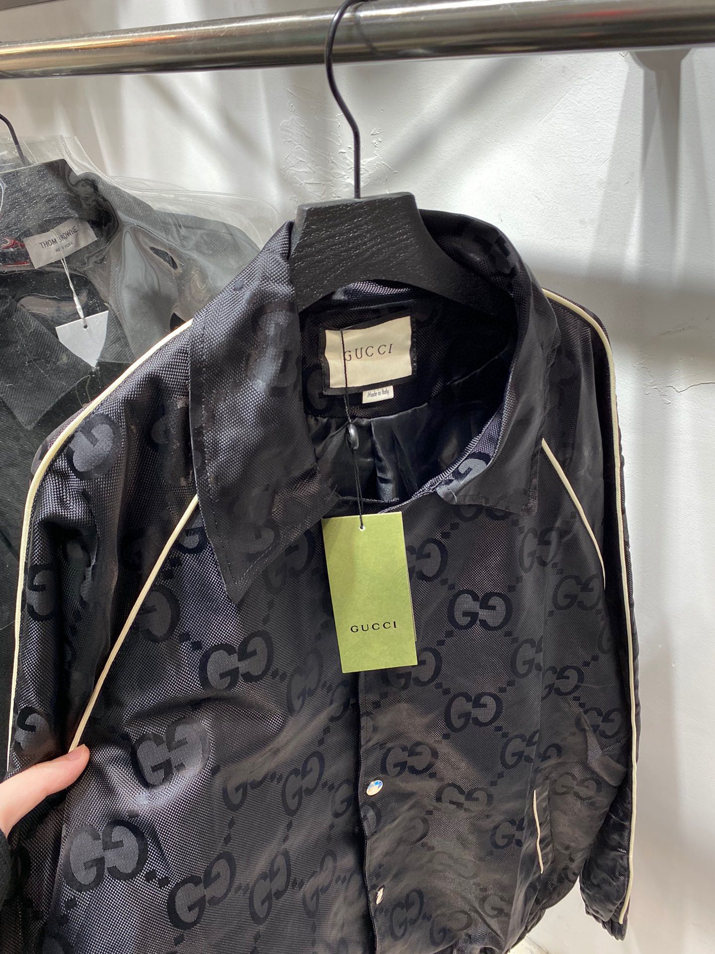 Gucci Monogram Jacquard Logo Jacket | Lightweight Elastic Hem Bomber