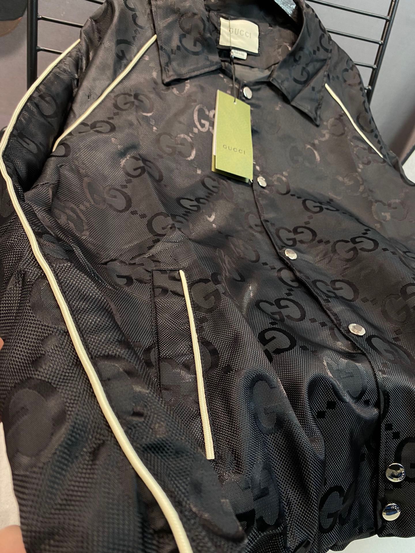 Gucci Monogram Jacquard Logo Jacket | Lightweight Elastic Hem Bomber