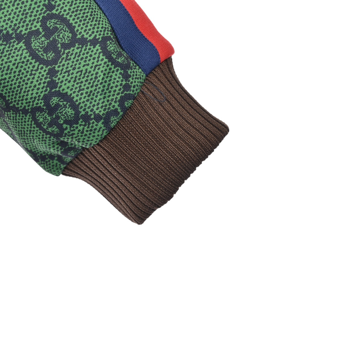 Gucci 21FW Full Monogram Green Tracksuit Jacket | Unisex