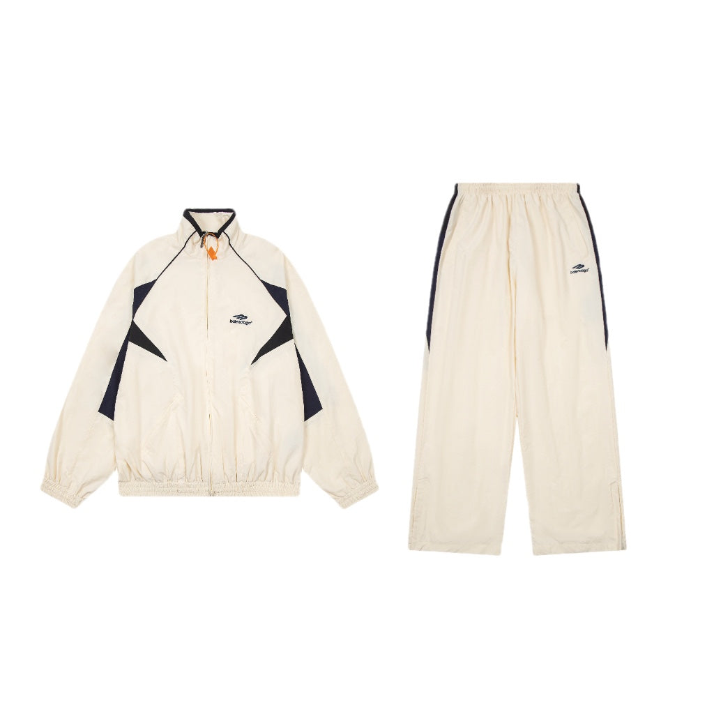 Balenciaga 23FW 3B Logo Runway Windbreaker Tracksuit | Unisex Oversized Jacket & Pants Set