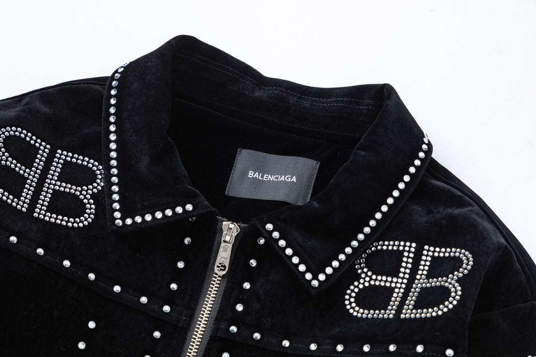 Balenciaga 2024 FW Men’s Velvet Varsity Jacket