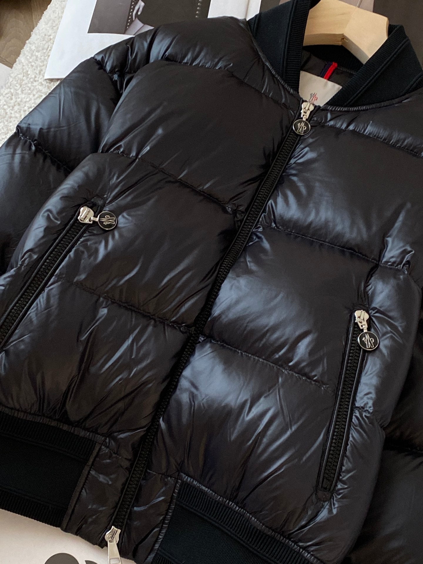 Moncler 2023 New Baseball Jacket Down Coat | Pink/Black | Size 0–3