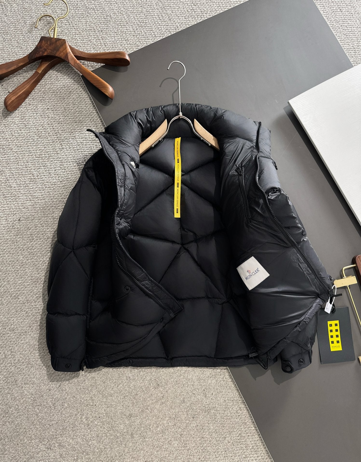 Moncler x Pharrell Diamond-Cut Down Jacket | Short Puffer | Black / Grey | Size 1–5