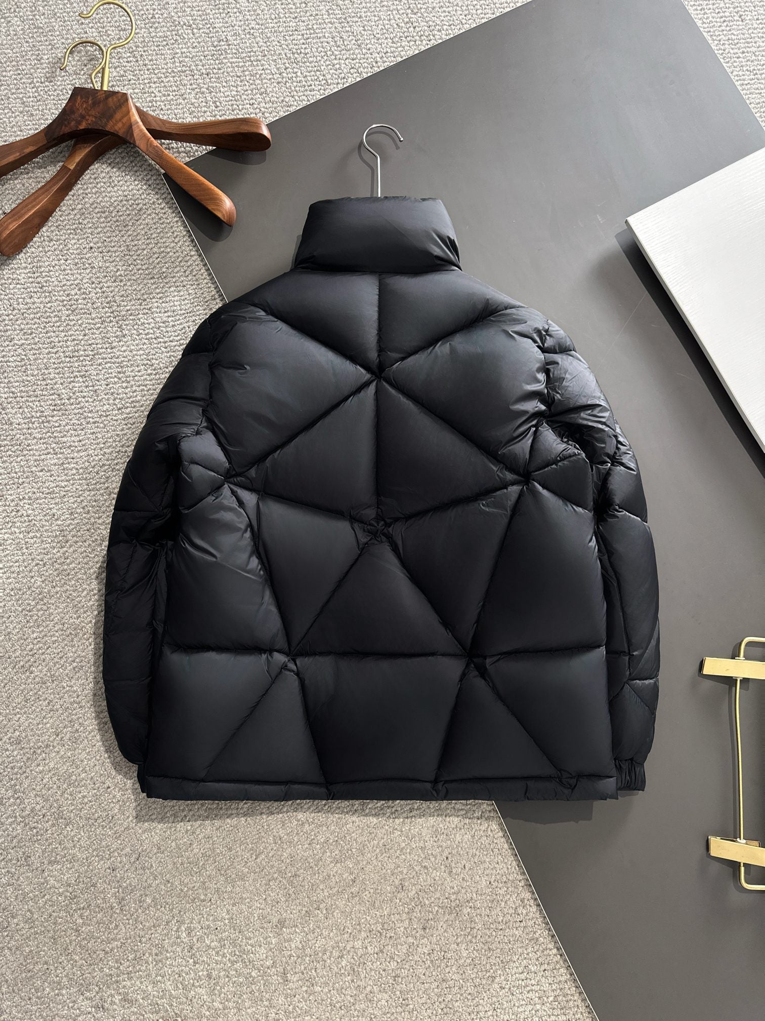 Moncler x Pharrell Diamond-Cut Down Jacket | Short Puffer | Black / Grey | Size 1–5