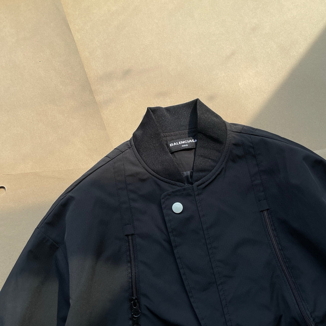 Balenciaga 3B Embroidered Deconstructed Multi-Zip Bomber Jacket