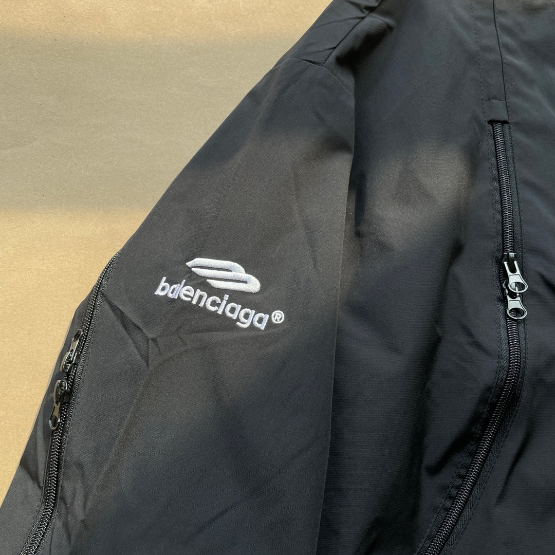 Balenciaga 3B Embroidered Deconstructed Multi-Zip Bomber Jacket