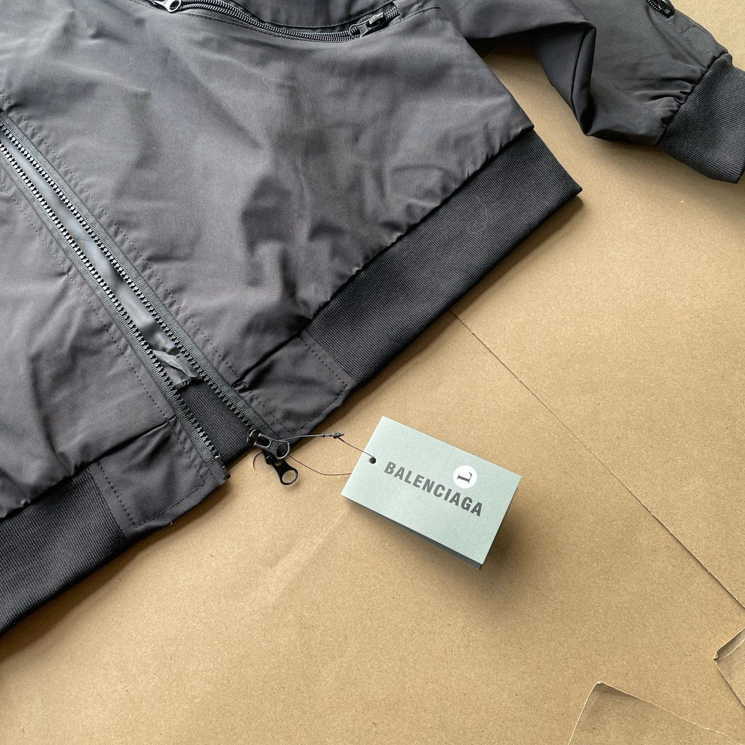 Balenciaga 3B Embroidered Deconstructed Multi-Zip Bomber Jacket