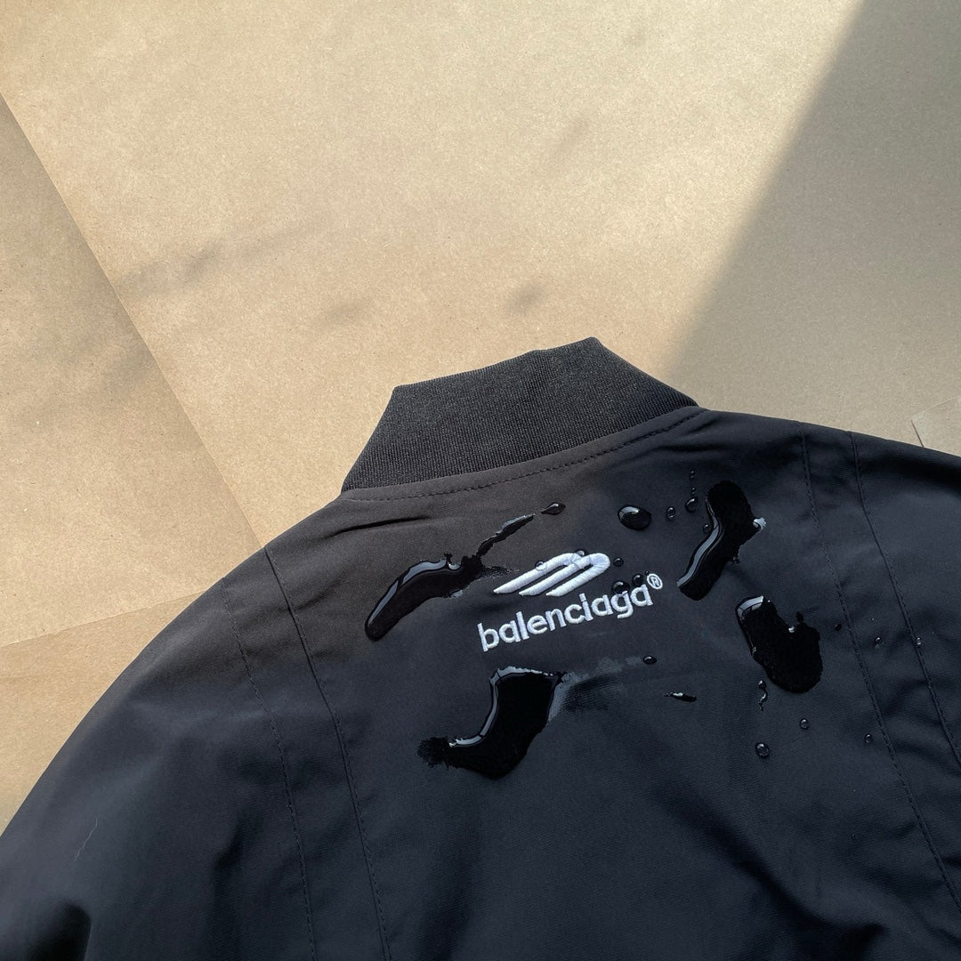 Balenciaga 3B Embroidered Deconstructed Multi-Zip Bomber Jacket
