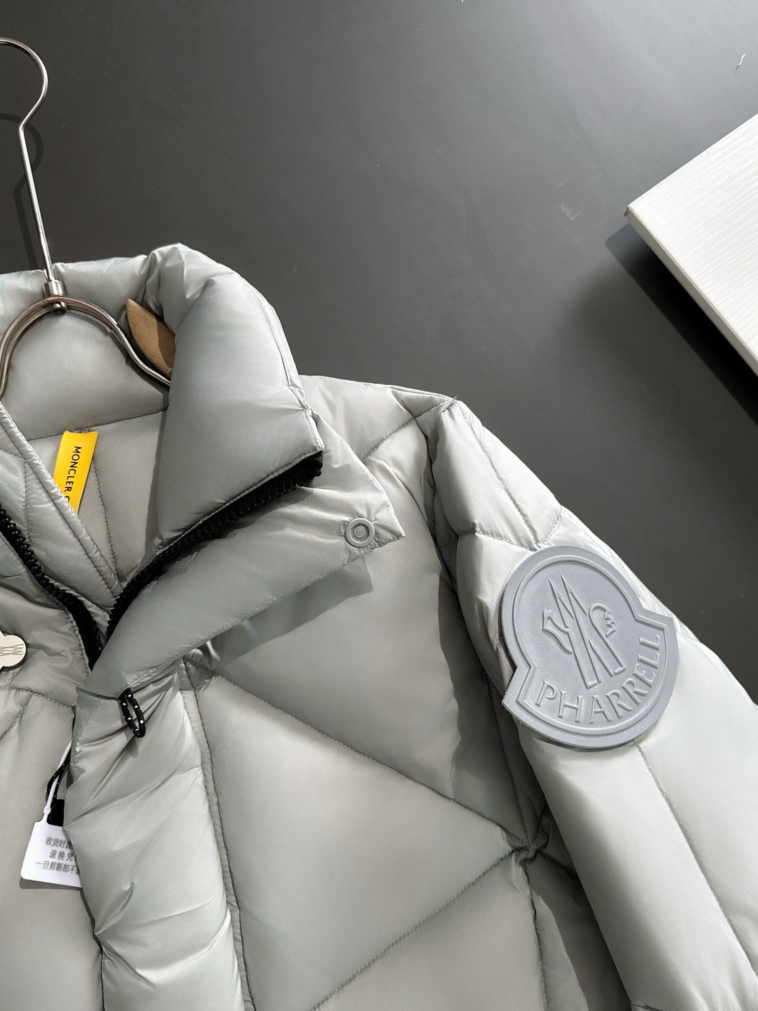 Moncler x Pharrell Diamond-Cut Down Jacket | Short Puffer | Black / Grey | Size 1–5