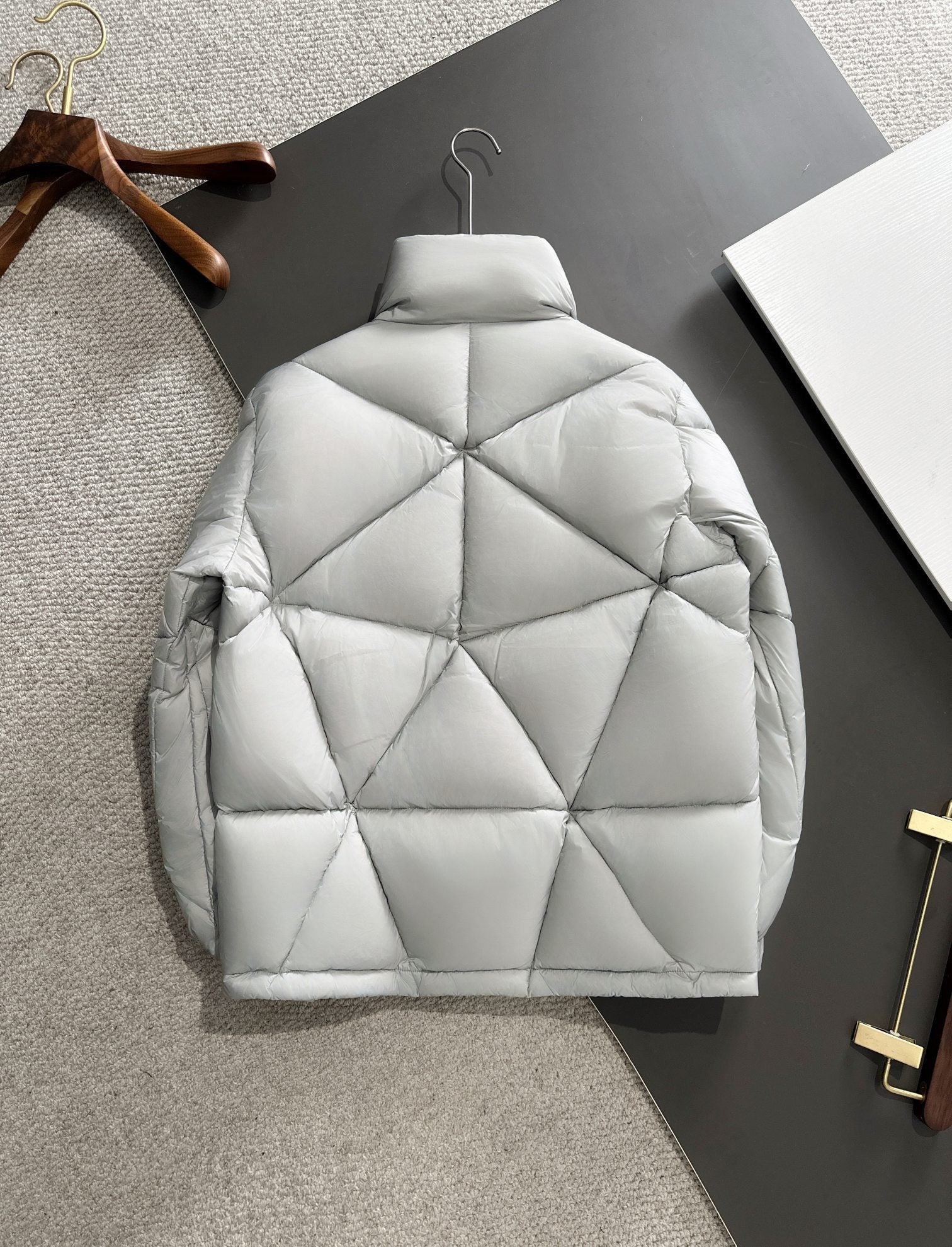 Moncler x Pharrell Diamond-Cut Down Jacket | Short Puffer | Black / Grey | Size 1–5