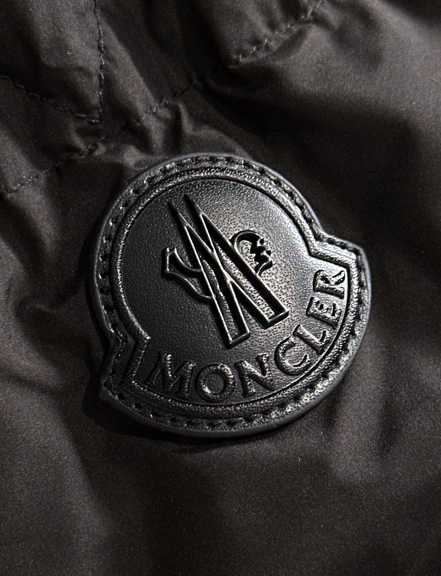 Moncler Leather-Trim Short Down Jacket | Black / Coffee | Size 1–5