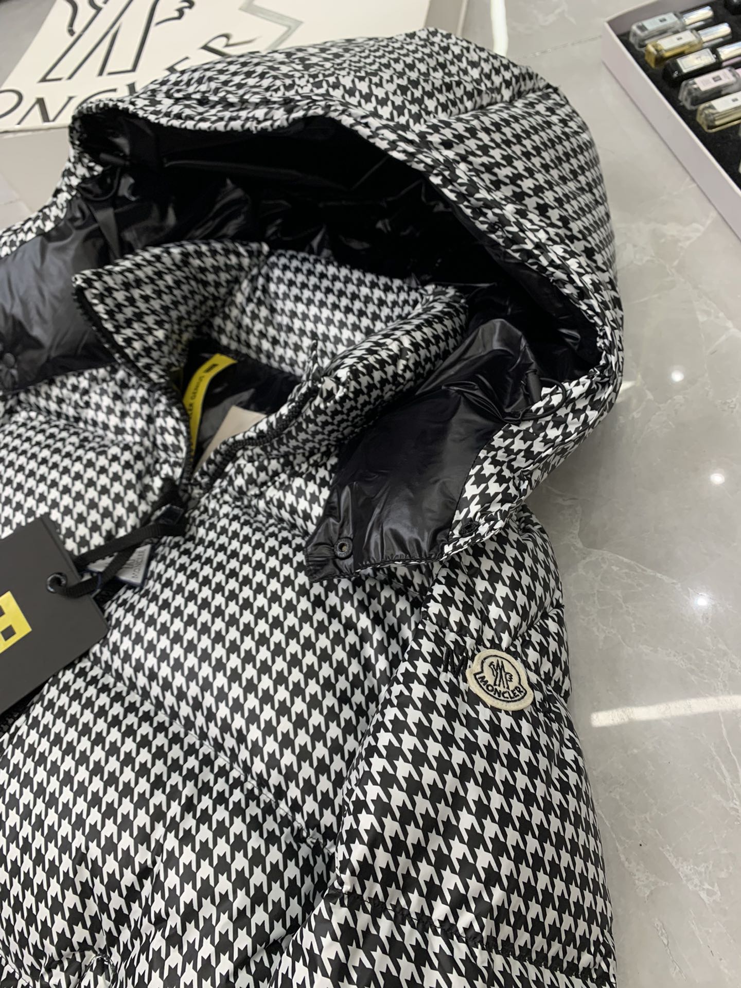Moncler x Fragment Hiroshi Fujiwara SOCOTRINE Houndstooth Down Jacket | FW Collection | Sizes 1–5