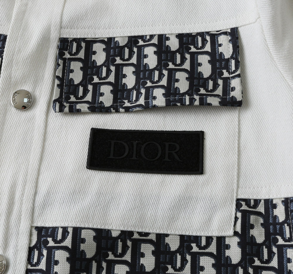 Dior 2025 FW Men’s Denim Jacket – Premium Embroidery & Distressed Detailing