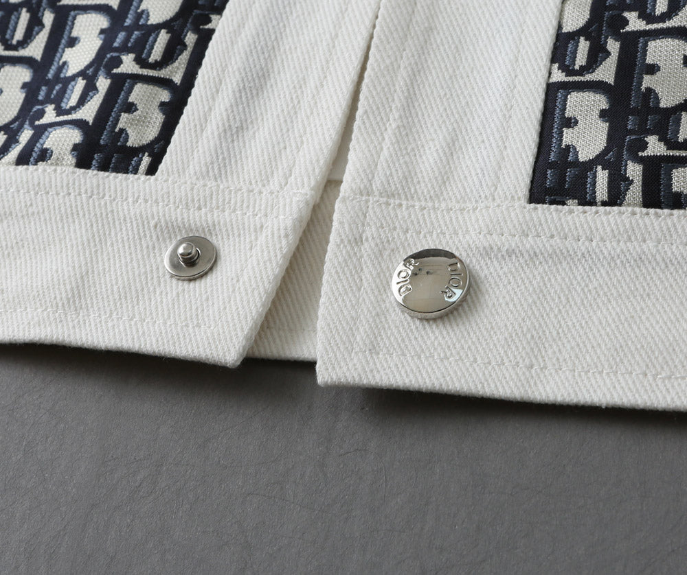 Dior 2025 FW Men’s Denim Jacket – Premium Embroidery & Distressed Detailing