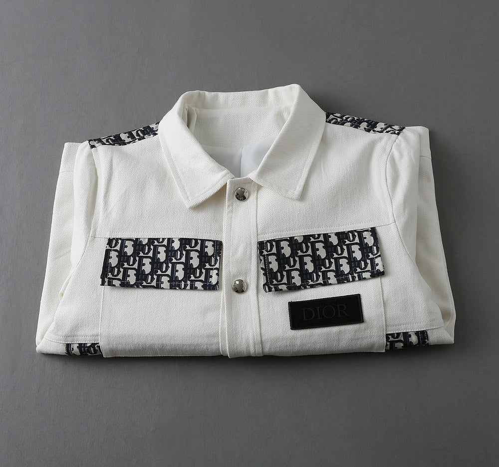 Dior 2025 FW Men’s Denim Jacket – Premium Embroidery & Distressed Detailing