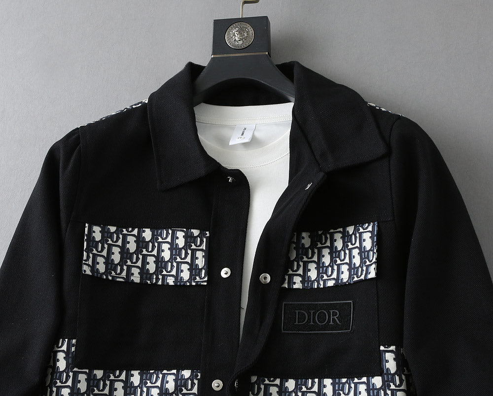 Dior 2025 FW Men’s Denim Jacket – Premium Embroidery & Distressed Detailing