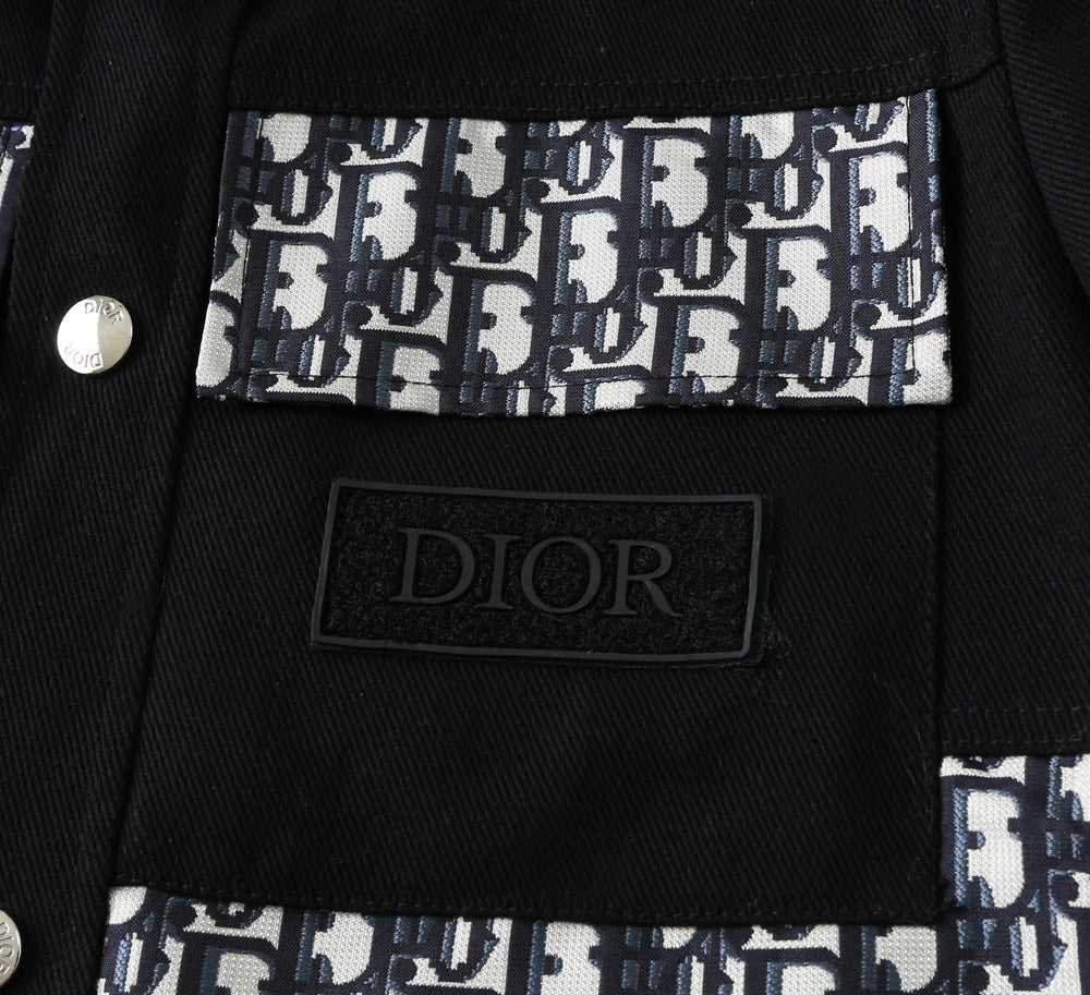 Dior 2025 FW Men’s Denim Jacket – Premium Embroidery & Distressed Detailing