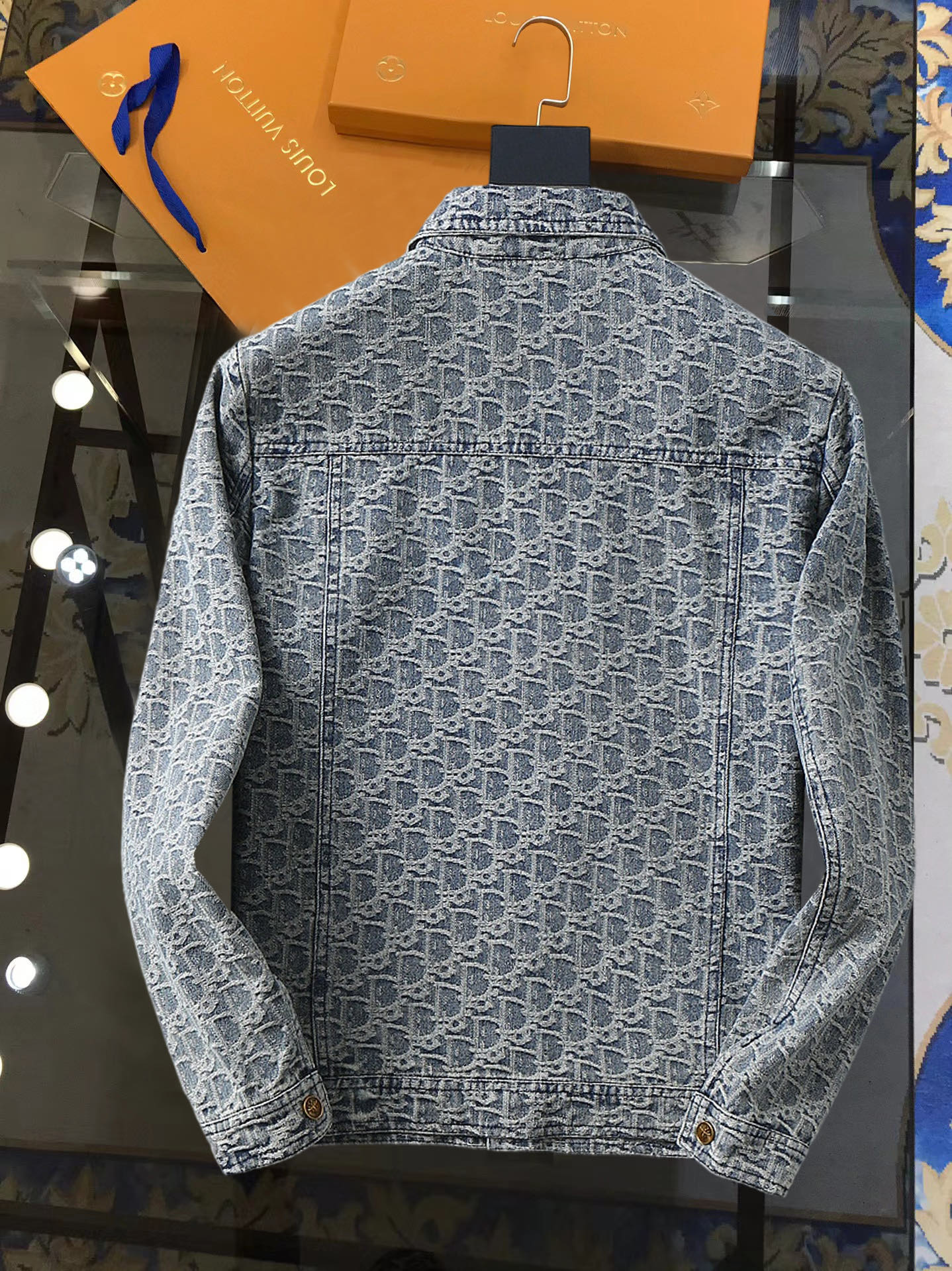 Dior 2025 FW Luxury Denim Jacket – Embroidered Logo Burnout Detail