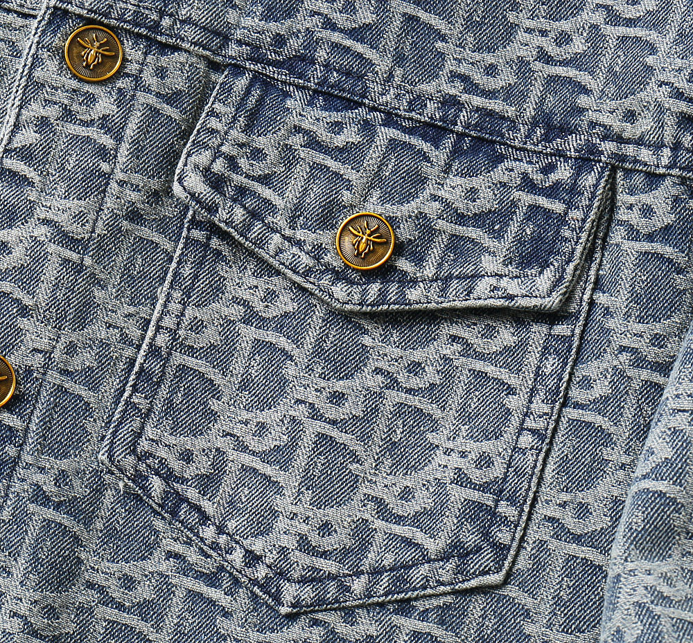 Dior 2025 FW Luxury Denim Jacket – Embroidered Logo Burnout Detail