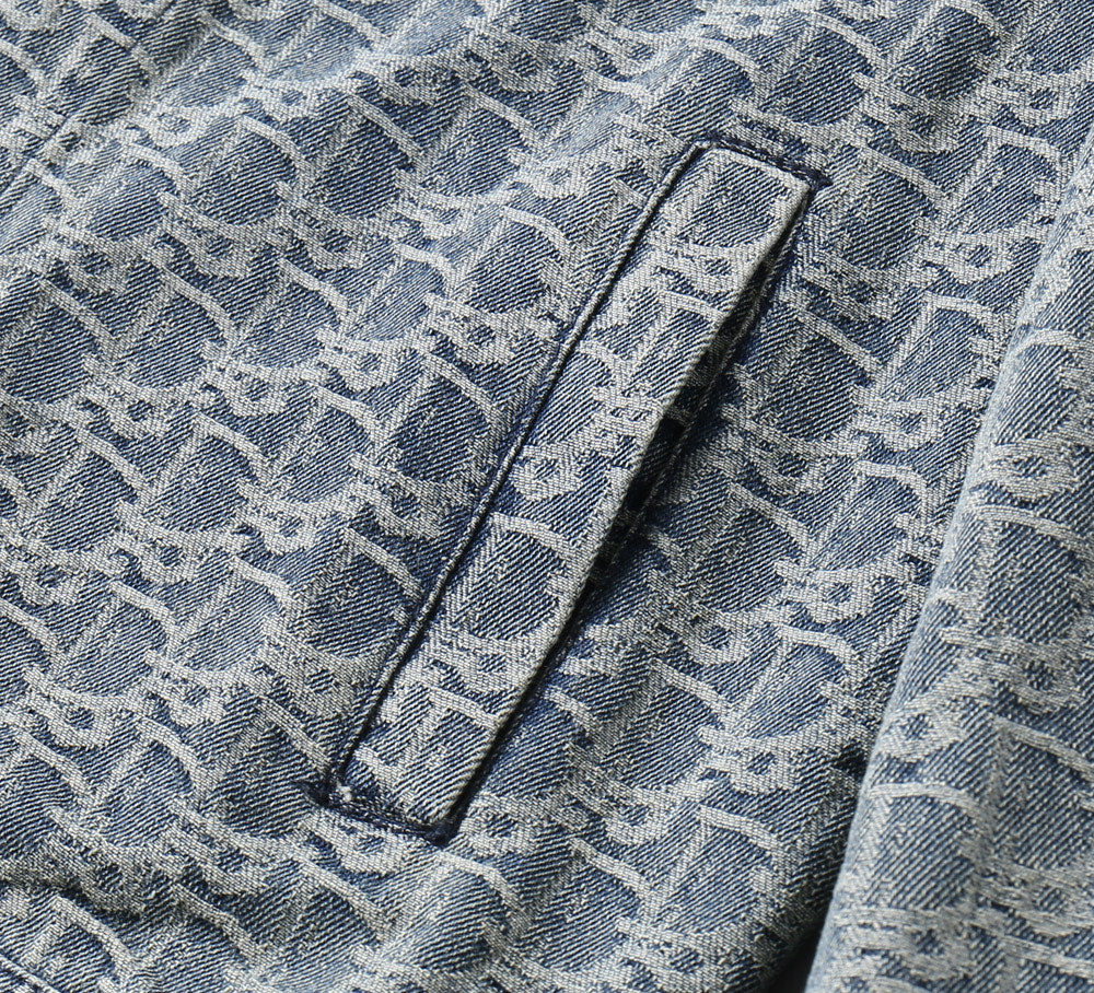Dior 2025 FW Luxury Denim Jacket – Embroidered Logo Burnout Detail
