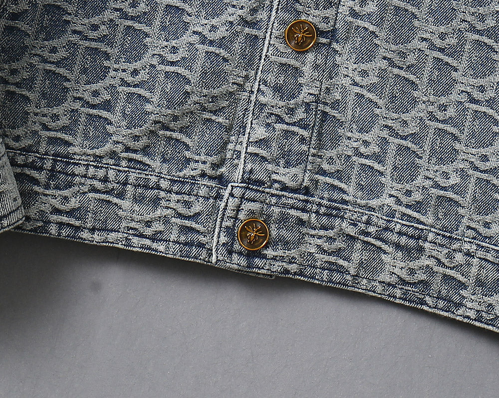 Dior 2025 FW Luxury Denim Jacket – Embroidered Logo Burnout Detail
