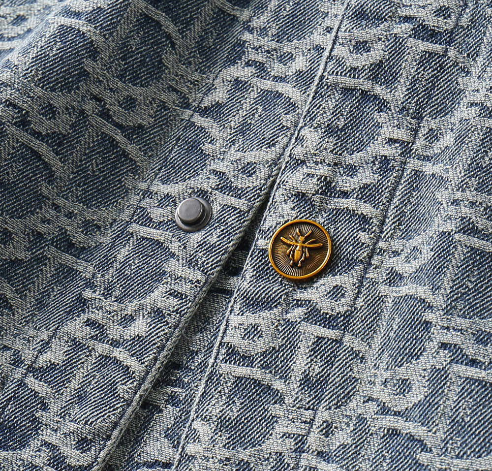 Dior 2025 FW Luxury Denim Jacket – Embroidered Logo Burnout Detail